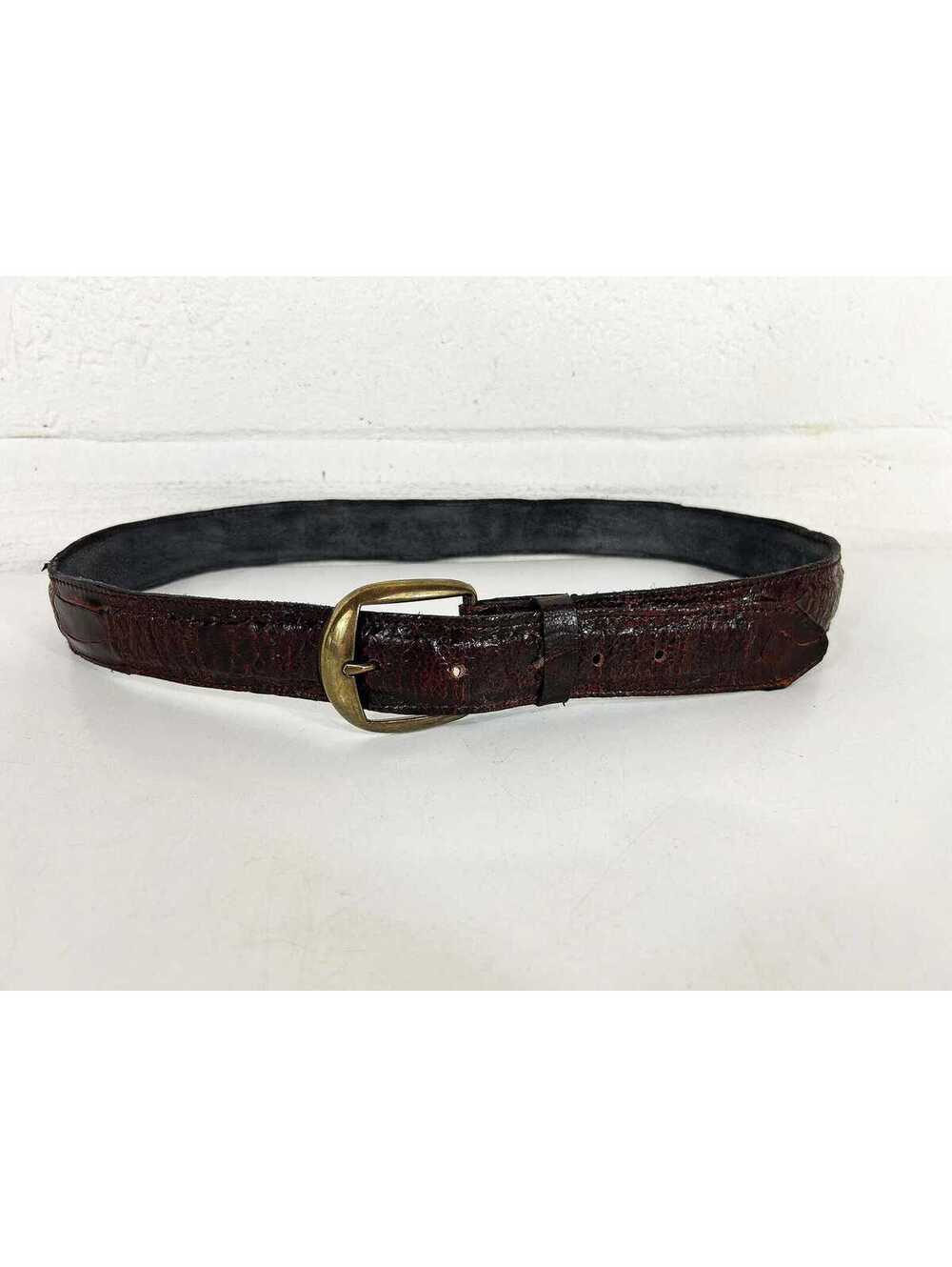 Suede Leather Belt Cowgirl Cowboy Rockabilly Large Gold Buckle 1980s 1970s